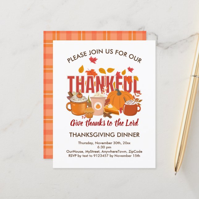 Christlicher Karierter, DANKFUL Erntedank (Vorderseite/Rückseite Beispiel)