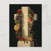 Christlicher katholischer Blumenkreuz Jesus Ostern Feiertagspostkarte (Vorderseite)