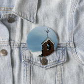 Christlicher Kirchesteeple-Kreuz-Foto-Knopf Button (Beispiel)