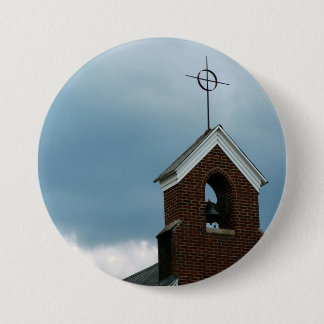 Christlicher Kirchesteeple-Kreuz-Foto-Knopf Button