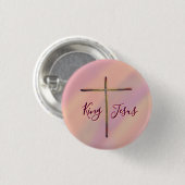 Christlicher König Jesus mit Kreuz Button (Vorne & Hinten)
