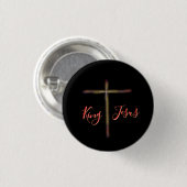 Christlicher König Jesus mit Kreuz Button (Vorne & Hinten)