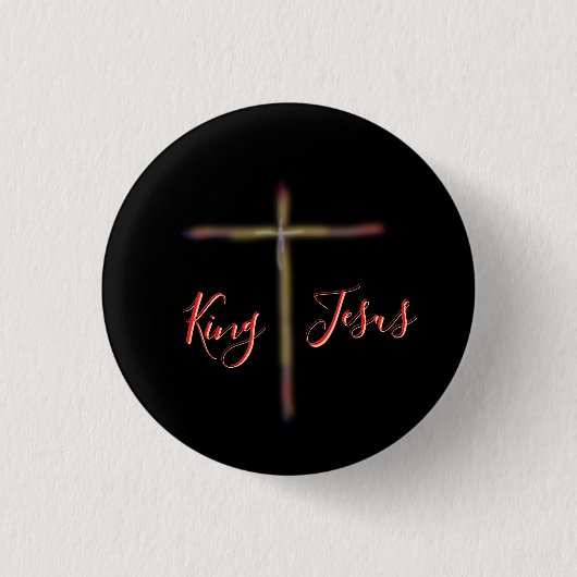Christlicher König Jesus mit Kreuz Button (Vorderseite)