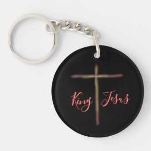 Christlicher König Jesus mit Kreuz Schlüsselanhänger