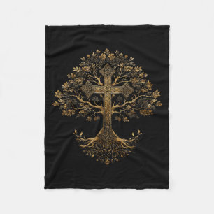 Christlicher Kreuzbaum Fleecedecke