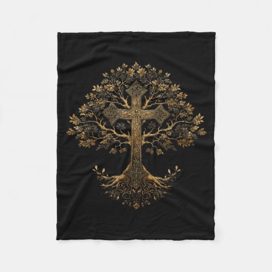 Christlicher Kreuzbaum Fleecedecke (Vorderseite)