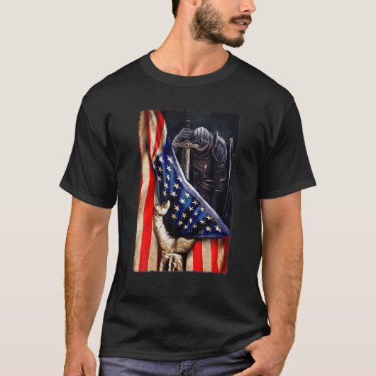 Christlicher Kriegsherrn der amerikanischen Flagge T-Shirt (Vorderseite)
