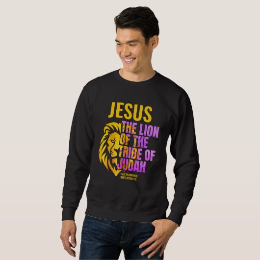 Christlicher Löwe des Stamms Judah JESUS Sweatshirt (Vorne ganz)