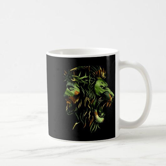 Christlicher Löwe Jesus Krone Camo Glauben Design  Kaffeetasse (Rechts)