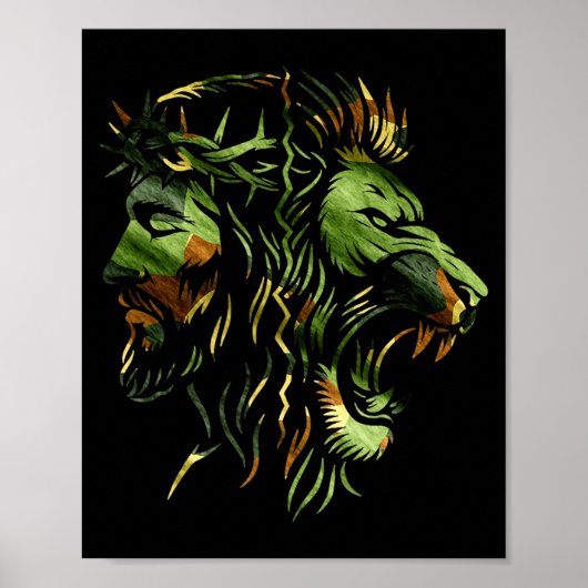Christlicher Löwe Jesus Krone Camo Glauben Design  Poster (Vorne)