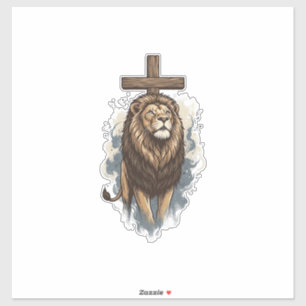 Christlicher Löwe und Kreuz Vintage Aufkleber