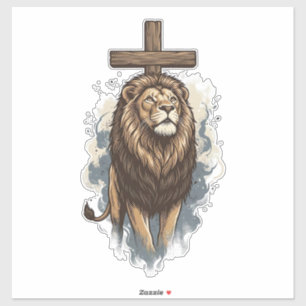 Christlicher Löwe und Kreuz Vintage Aufkleber