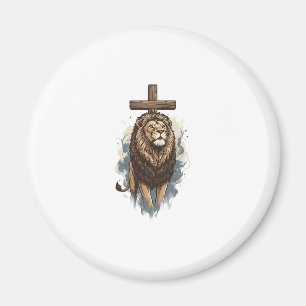 Christlicher Löwe und Kreuz Vintage Magnet