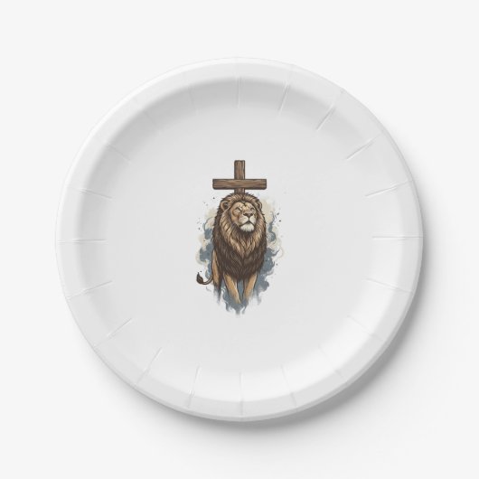 Christlicher Löwe und Kreuz Vintage Pappteller (Vorderseite)