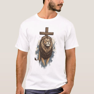 Christlicher Löwe und Kreuz Vintage T-Shirt
