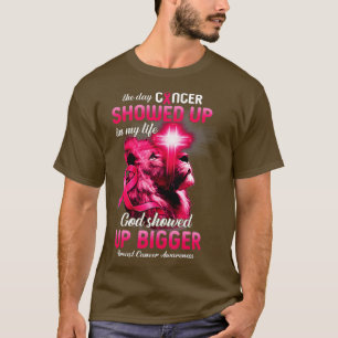 Christlicher Löwenkreuz rosa Ribbon Brustkrebs Awa T-Shirt