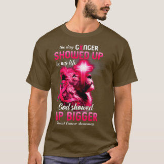 Christlicher Löwenkreuz rosa Ribbon Brustkrebs Awa T-Shirt