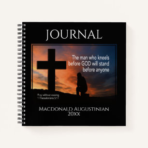 Christlicher MANN, DER VOR GOTTES GEBEN KNELT Notizblock