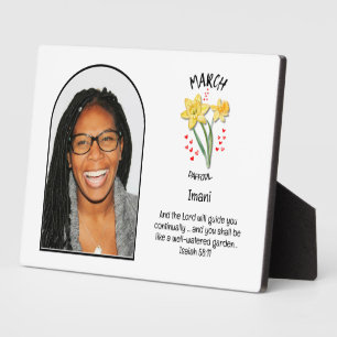Christlicher MÄRZ Geburtsmonat Blume NAME FOTO Fotoplatte
