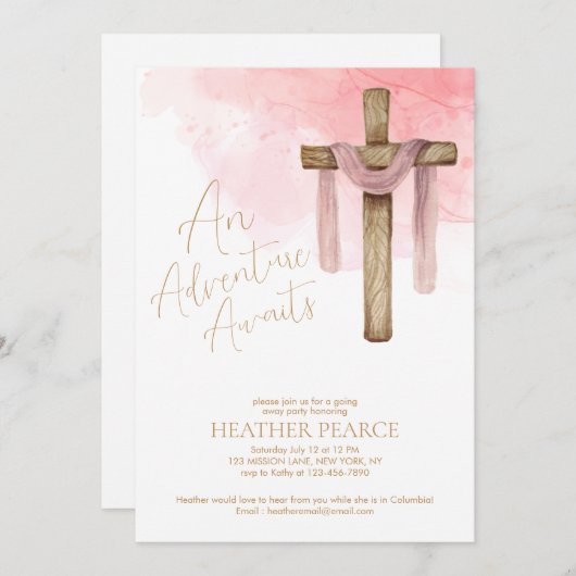 Christlicher Missionar geht weg Party Einladung (Vorne/Hinten)