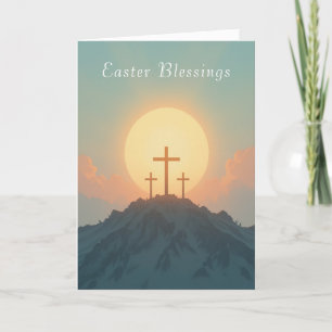 Christlicher Ostersonnenaufgang und Kreuzglauben u Feiertagskarte