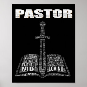 Christlicher Pfarrer Wortwolke Kirche Pastor Schät Poster