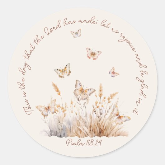 Christlicher Psalm 118:24 Schmetterling Boho Wasse Runder Aufkleber (Vorderseite)