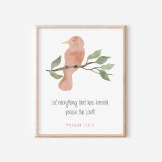 Christlicher Psalm 150:6 Aquarell-Vogelkunst Poster
