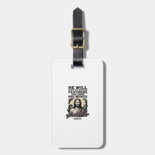 Christlicher Psalm 91_4 Jesus Vintage Gravur Shirt Gepäckanhänger