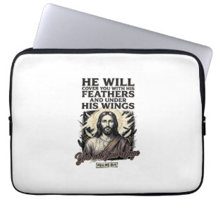 Christlicher Psalm 91_4 Jesus Vintage Gravur Shirt Laptopschutzhülle