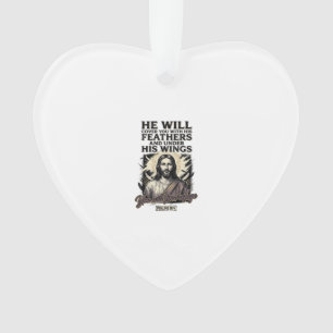 Christlicher Psalm 91_4 Jesus Vintage Gravur Shirt Ornament
