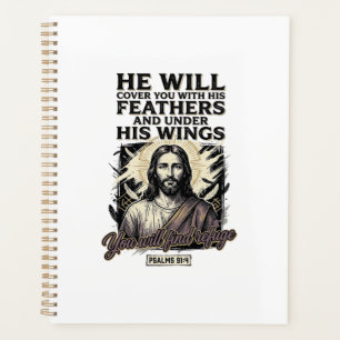 Christlicher Psalm 91_4 Jesus Vintage Gravur Shirt Planer