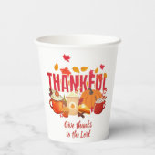Christlicher Pumpkin Erntedank DANKFUL Pappbecher (Rückseite)