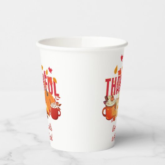 Christlicher Pumpkin Erntedank DANKFUL Pappbecher (Links)