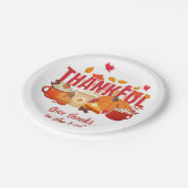 Christlicher Pumpkin Erntedank DANKFUL Pappteller (Schrägansicht)