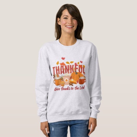 Christlicher Pumpkin THANKFUL Erntedank Sweatshirt (Vorne ganz)