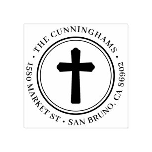 Christlicher querer runder Familienname u. Gummistempel