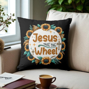 Christlicher religiöser Jesus übernimmt das Steuer Kissen