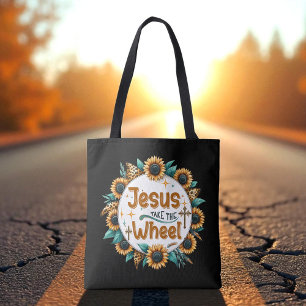 Christlicher religiöser Jesus übernimmt das Steuer Tasche