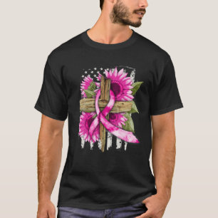 Christlicher, rosa Ribbon Sonnenblumen Brust Cance T-Shirt