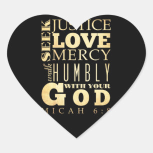 Christlicher schriftmäßiger Bibel-Vers - Micah 6 Herz-Aufkleber