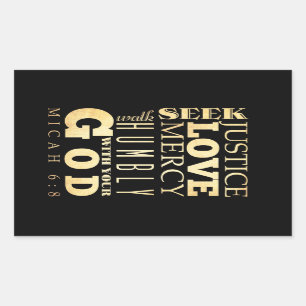 Christlicher schriftmäßiger Bibel-Vers - Micah 6 Rechteckiger Aufkleber