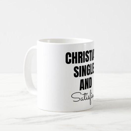 Christlicher Single und Zufriedene Kaffee-Tasse Kaffeetasse (Vorderseite Links)