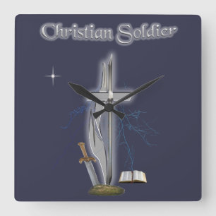 christlicher Soldat Quadratische Wanduhr
