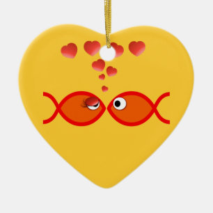 Christlicher Valentine orange v2 Keramikornament