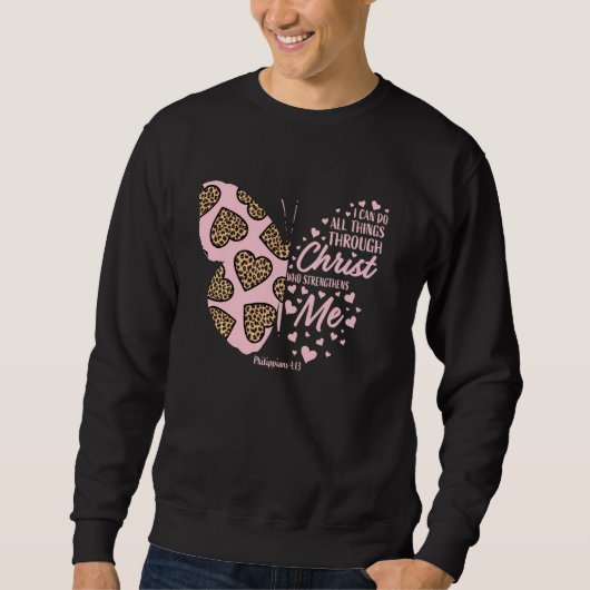 Christlicher Valentinstag Butterfly Cheetah Print Sweatshirt (Vorderseite)