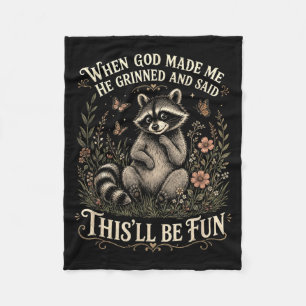 Christlicher Waschbär Glaube Humor Gott erschuf Er Fleecedecke