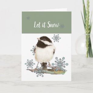 Christlicher Weihnachtsschnee Niedlich Chickadee B Feiertagskarte