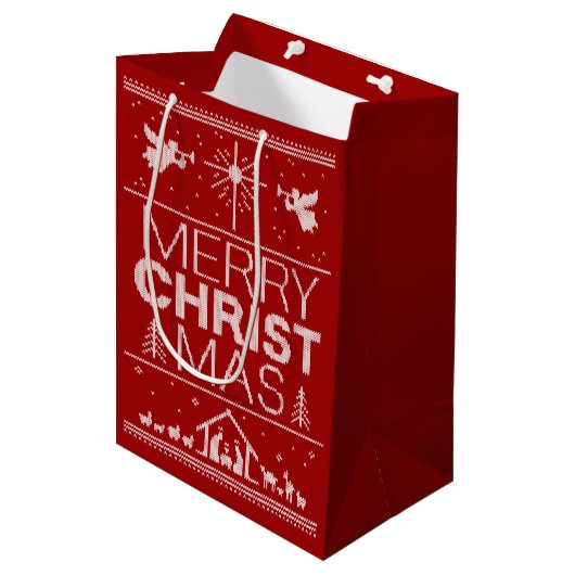 Christlicher Weihnachtssüßer Merry Christ Mas Mittlere Geschenktüte (Vorderseite Schrägansicht)