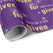 Christlicher Weihnachtstext auf Lila Geschenkpapier (Rolleneckpunkt)